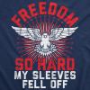 Womens Tank Freedom so Hard My Sleeves Fell Off Tanktop Funny USA 4th of July Shirt(Navy)