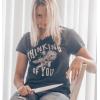 Womens Thinking of You T Shirt Funny Voodoo Doll Graphic Novelty Tee(Heather Black)