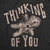 Womens Thinking of You T Shirt Funny Voodoo Doll Graphic Novelty Tee(Heather Black)
