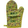 World’s Okayest Chef Oven Mitt Funny Cooking Floral Kitchen Glove Gag Gift Funny Graphic Kitchenwear Cool Sarcastic Novelty Cookware Yellow Oven Mitt(Oven Mitt)