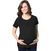 Comfortable Womens Maternity Shirts Blank Pregnancy Shirts Plain Fitted Tees(Heather Black)