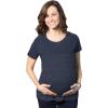 Comfortable Womens Maternity Shirts Blank Pregnancy Shirts Plain Fitted Tees(Heather Navy)