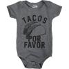 Crazy Dog T-Shirts Creeper Tacos Por Favor Funny Shower Gift for Newborn Baby Shirt Toddler(Dark Heather Grey)