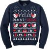 Crazy Dog T-Shirts Crew Neck Sweatshirt Feliz Navi Dogs Funny Holiday Christmas Ugly Sweater Animal Lover(Navy)