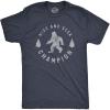 Crazy Dog T-Shirts Hide and Seek Champion Funny Bigfoot Graphic Sarcastic Tee(Mens Navy)