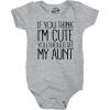 Crazy Dog T-Shirts If You Think Im Cute You Should See My Aunt Creeper Funny New Baby Shower Onesie(Light Heather Grey)
