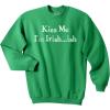 Crazy Dog T-Shirts Kiss Me Im Irish ish Funny Saint Patricks Day St Pattys Shamrock Sweatshirt(Green)