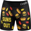 Crazy Dog T-Shirts Mens Suns Out Buns Out Boxer Brief Funny Sarcastic Vacation Underwear Novelty Gag Gift(Black)
