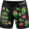 Crazy Dog T-Shirts Mens Zombies Eat Brains Don’t Worry You’re Safe Boxer Briefs Funny Underwear for Guys Funny Graphic Boxers Dad Joke Cool Zombie Mens Novelty Boxer Briefs Black M
