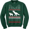 Crazy Dog T-Shirts T-Rex Attacking Moose Christmas Ugly Sweater Funny Holiday Hilarious Adult Humor(Forest Green)