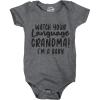 Crazy Dog T-Shirts Watch Your Language Grandma I’m A Baby Baby Bodysuit Funny Curse Swearing Infant Jumper
