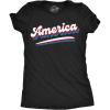 Crazy Dog T-Shirts Womens America Retro Glitter T Shirt Cool Patriotic Fourth of July Party Tee for Ladies(Heather Black)