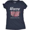 Crazy Dog T-Shirts Womens Bravery Never Goes Out of Style T Shirt Cool Heroes 4th of July America USA Graphic Tee(Heather Navy)