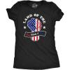 Crazy Dog T-Shirts Womens Land of The Red White and Blue T Shirt Awesome Fourth of July Patriotic Fist Graphic Tee for Ladies(Heather Black)