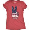 Crazy Dog T-Shirts Womens Peace Sign American Flag Tshirt 4th of July USA Patriotic Party Graphic Tee(Heather Red)