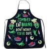 Crazy Dog T-Shirts Zombies Eat Brains Don’t Worry You’re Safe Funny Halloween Brains Cooking Graphic Kitchen Smock