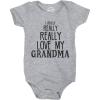 Crazy Dog Tshirts Baby Really Really Love My Grandma Cute Funny Infant Shirt Newborn Outfit Shower(Light Heather Grey)