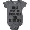 Creeper I Just Want To Drink Milk And Pet My Dog Funny Newborn Baby Shirt Cool(Dark Heather Grey)