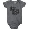 Creeper My Siblings Have Paws Funny Cool Cute Dog Cat New Baby Shirt for Newborn