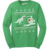 Dinosaur Snack Funny T-Rex Dinos Ugly Christmas Unisex Crew Neck Sweatshirt(Green)