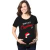 Funny Maternity Christmas Shirts for The Holidays Cute Tees to Celebrate Bumps First Christmas(Heather Black – Bumps First)