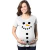Funny Maternity Christmas Shirts for The Holidays Cute Tees to Celebrate Bumps First Christmas(White – Snowman Buttons)