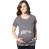 Maternity Cat On Baby Bump T Shirt Funny Adorable Kitty Pregnancy Tee(Dark Heather Grey)
