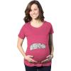 Maternity Cat On Baby Bump T Shirt Funny Adorable Kitty Pregnancy Tee(Pink)