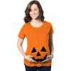 Maternity Happy Jack O Lantern Pregnancy T Shirt Cute Halloween Pumpkin Bump Tee(Orange)