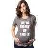 Maternity Kicking Me Smalls Funny T Shirt Pregnancy Announcement Novelty Tee(Dark Heather Grey)