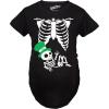Maternity Leprechaun Skeleton Baby Funny Saint Patricks Day Announcement T Shirt(Black)