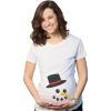 Maternity Snowman Face Announcement Pregnancy Funny Christmas Pregnancy T Shirt(White)
