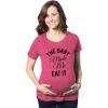 Maternity The Baby Made Me Eat It Funny Announcement Graphic Pregnancy T Shirt(Heather Pink)