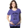 Maternity The Baby Made Me Eat It Funny Announcement Graphic Pregnancy T Shirt(Heather Purple)