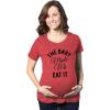 Maternity The Baby Made Me Eat It Funny Announcement Graphic Pregnancy T Shirt(Heather Red)