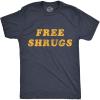 Mens Free Shrugs T Shirt Funny Introvert Hugs Sarcastic Novelty Graphic Tee(Heather Navy)