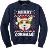 Merry Corgmas Ugly Christmas Sweater Dog Dad Lover Hilarious Funny Sweatshirt(Navy)