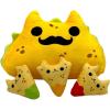 UFO and Aliens Dog Toy Funny Flying Saucer Stuffed Chew Toy with Hidden Treat Holes and Removable Aliens – Rip and Reveal Interactive Chew(Taco Cat)