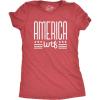 Womens America WTF T Shirt Funny 4th of July Independence Day What The F*ck Graphic Tee(Heather Red)