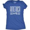 Womens America WTF T Shirt Funny 4th of July Independence Day What The F*ck Graphic Tee(Heather Royal)
