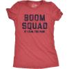 Womens Boom Squad T Shirt Funny Sarcastic Fourth of July Fireworks Tee for Ladies(Heather Red)