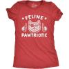Womens Feline Pawtriotic T Shirt Funny Pet Cat 4th of July Graphic Novelty Tee(Heather Red)