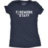 Womens Firework Staff T Shirt Funny 4th of July Independence Day Graphic Tee(Heather Navy)