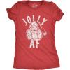 Womens Jolly AF T Shirt Funny Santa Claus Christmas Party Sarcastic Graphic Novelty Tee(Heather Red)
