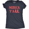 Womens Merica Yall T Shirt Funny Cool Fourth of July Party Patriotic Cowboy Tee for Ladies(Heather Navy)