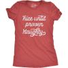 Womens Nice Until Proven Naughty T Shirt Christmas Party Graphic Novelty Tee(Heather Red)