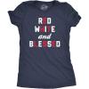 Womens Red White and Blessed T Shirt Funny Fourth of July Party Text Tee for Ladies(Heather Navy)