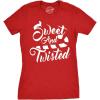 Womens Sweet and Twisted T Shirt Cute Funny Candycane Christmas Tee for Ladies(Red)