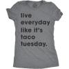 Womens Tacos Shirts Funny Mexican Tees with Tacos and Cervezas Cool Vintage Graphic Tees with Cute Sayings(Dark Heather Grey – Everyday Taco)