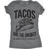 Womens Tacos Shirts Funny Mexican Tees with Tacos and Cervezas Cool Vintage Graphic Tees with Cute Sayings(Dark Heather Grey – Tacos Answer)